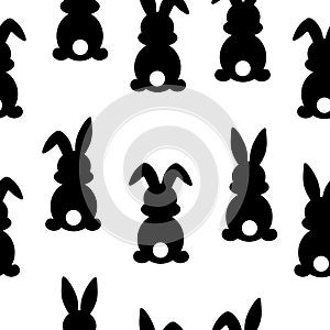Seamless pattern easter bunny silhouettes vector illustration
